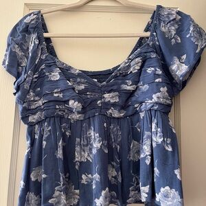 Floral Blue Women's Top
